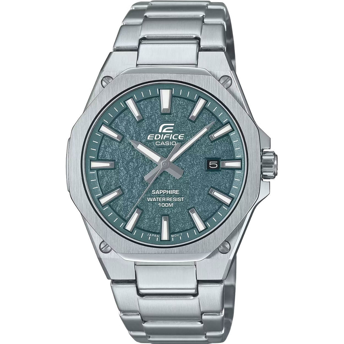 Casio Edifice EFR-S108DE-3AVUEF analog herrklocka med mörk grön urtavla och armband i rostfritt stål
