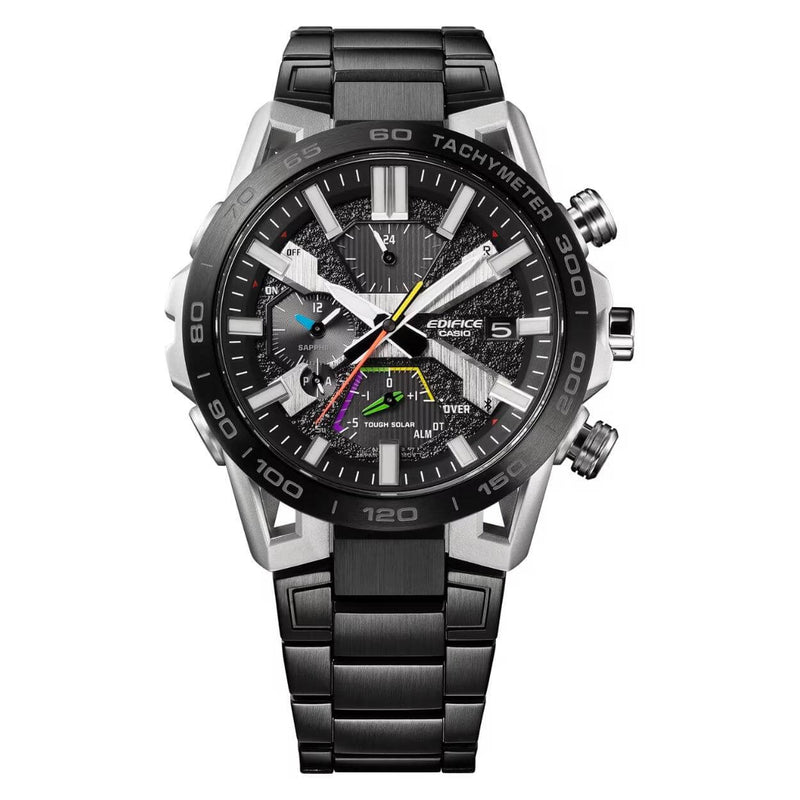 Casio Edifice EQB-2000DC-1AER analog herrklocka med svart urtavla och armband i rostfritt stål