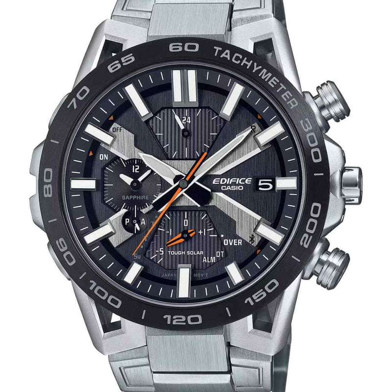 Casio Edifice EQB-2000DB-1AER analog herrklocka med svart urtavla och armband i rostfritt stål