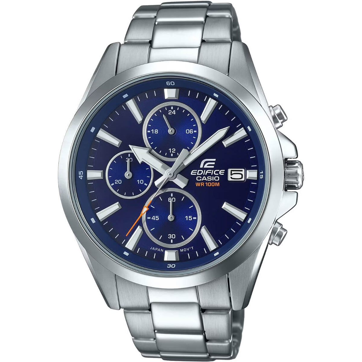 Casio Edifice Chronograph EFV-560D-2AVUEF analog herrklocka med blå urtavla och armband i rostfritt stål