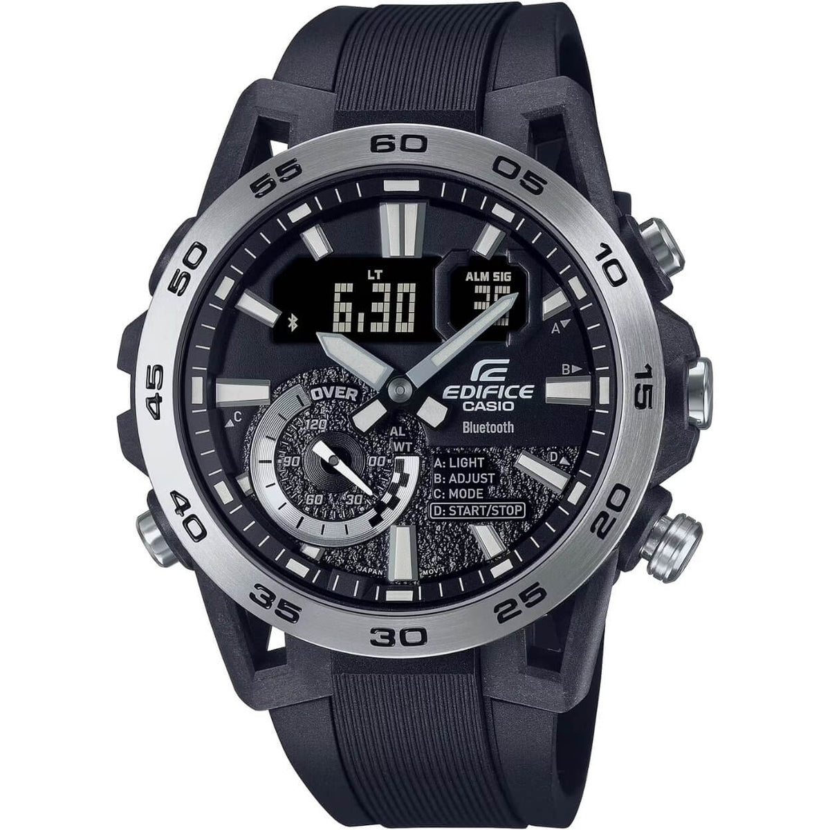 Casio Edifice ECB-40P-1AEF ana-digi herrklocka med svart urtavla och armband i resin