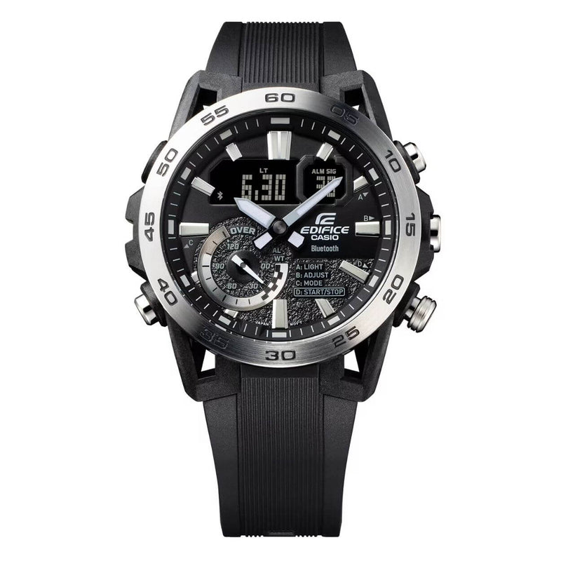 Casio Edifice ECB-40P-1AEF ana-digi herrklocka med svart urtavla och armband i resin