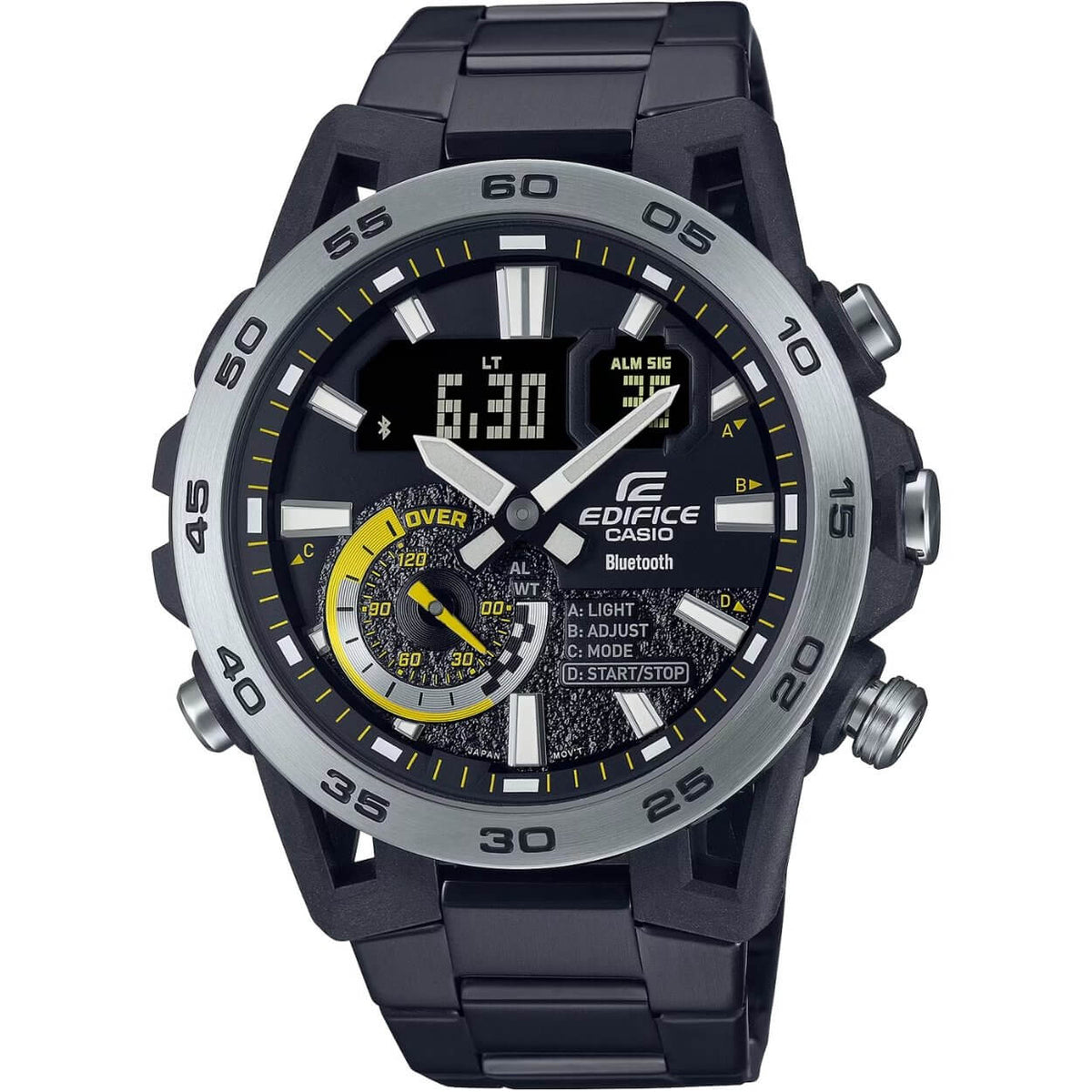 Casio Edifice ECB-40DC-1AEF ana-digi herrklocka med svart urtavla och armband i rostfritt stål