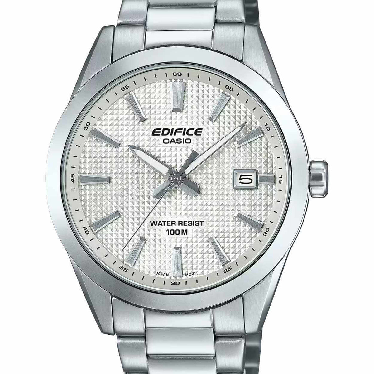 Casio Edifice EFV-160D-7AVEF analog herrklocka med silver urtavla och armband i rostfritt stål