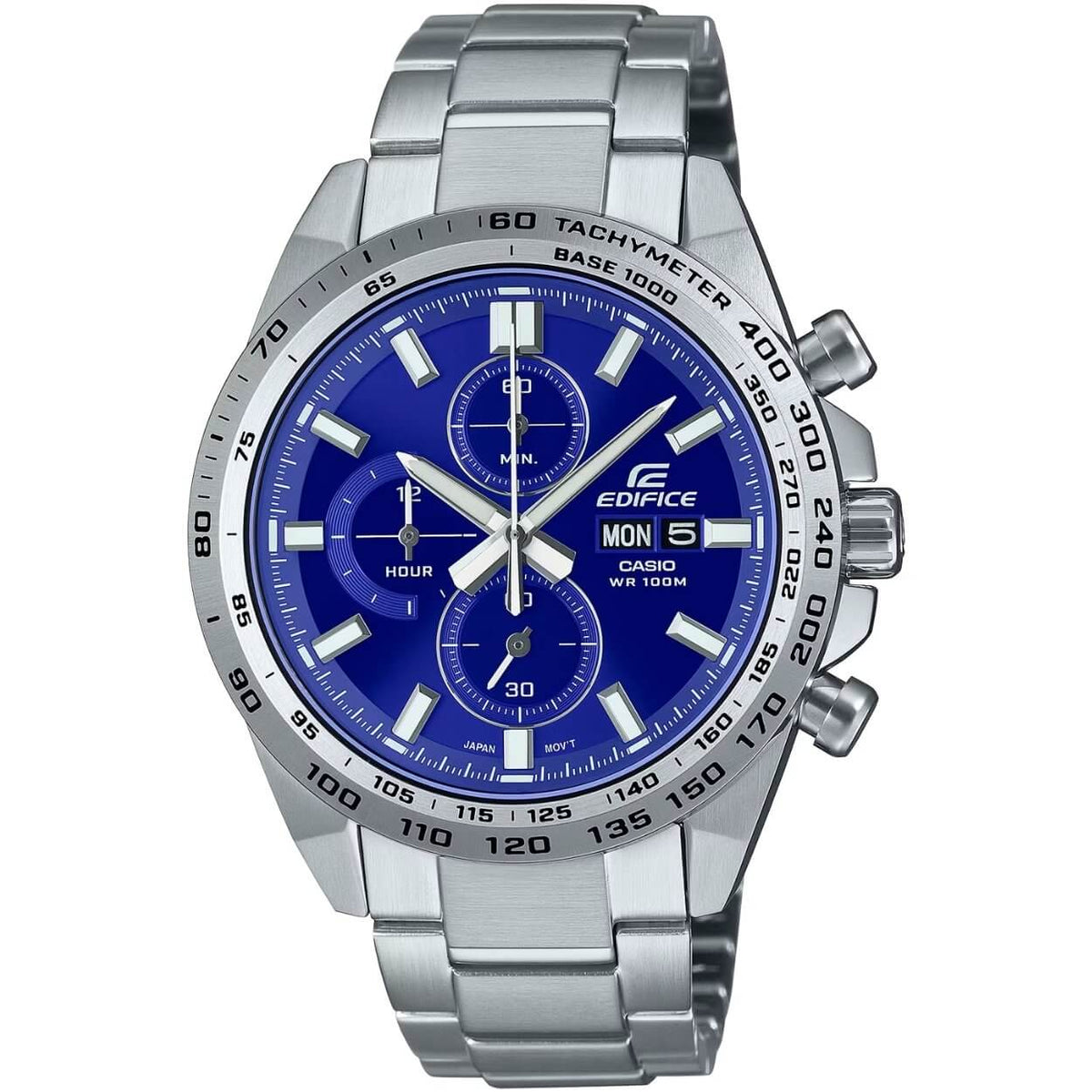 Casio Edifice EFR-574D-2AVUEF analog herrklocka med blå urtavla och armband i rostfritt stål