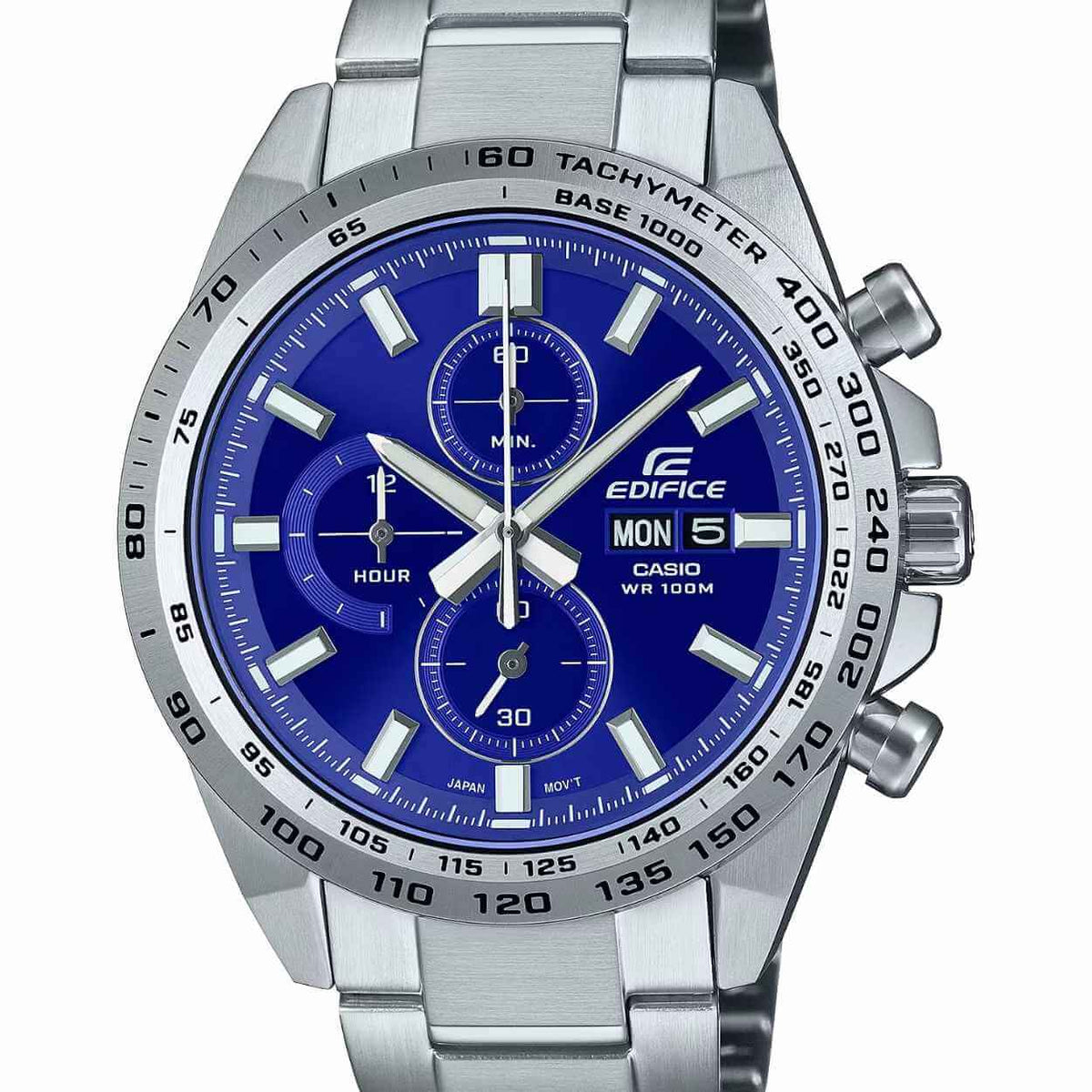 Casio Edifice EFR-574D-2AVUEF analog herrklocka med blå urtavla och armband i rostfritt stål