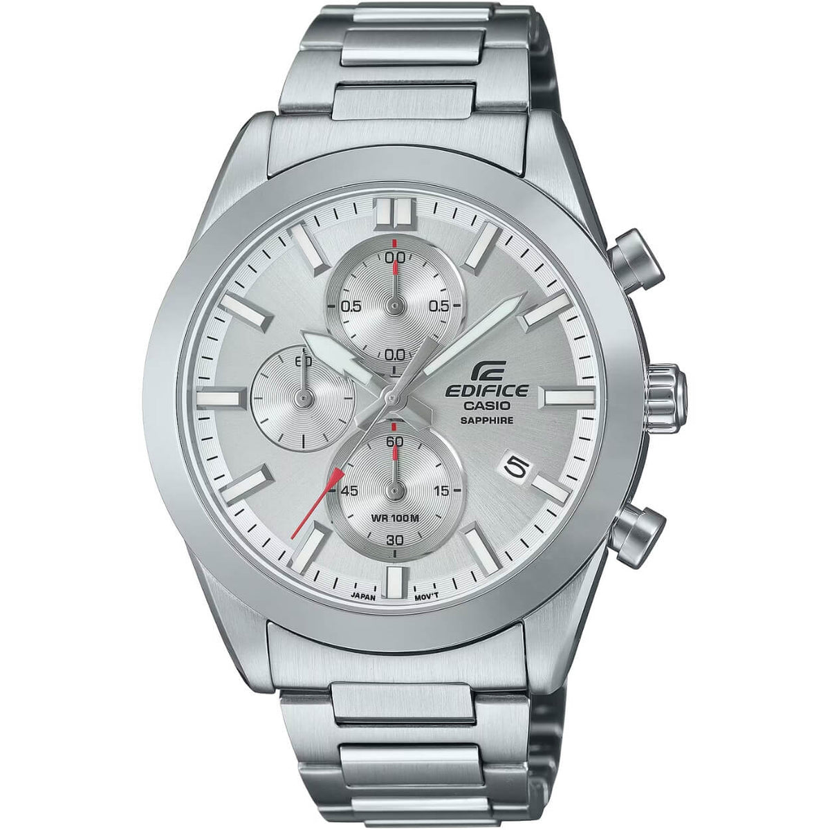 Casio Edifice Chronograph EFB-710D-7AVUEF analog unisexklocka med silver urtavla och armband i rostfritt stål