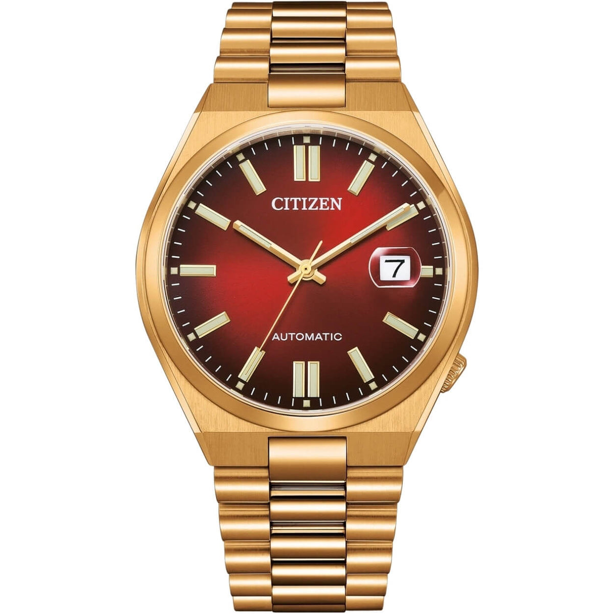 Citizen Tsuyosa Automatic NJ0153-82X analog herrklocka med rött urtavla och armband i rostfritt stål