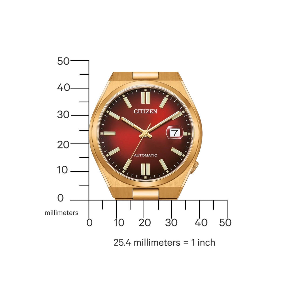Citizen Tsuyosa Automatic NJ0153-82X analog herrklocka med rött urtavla och armband i rostfritt stål