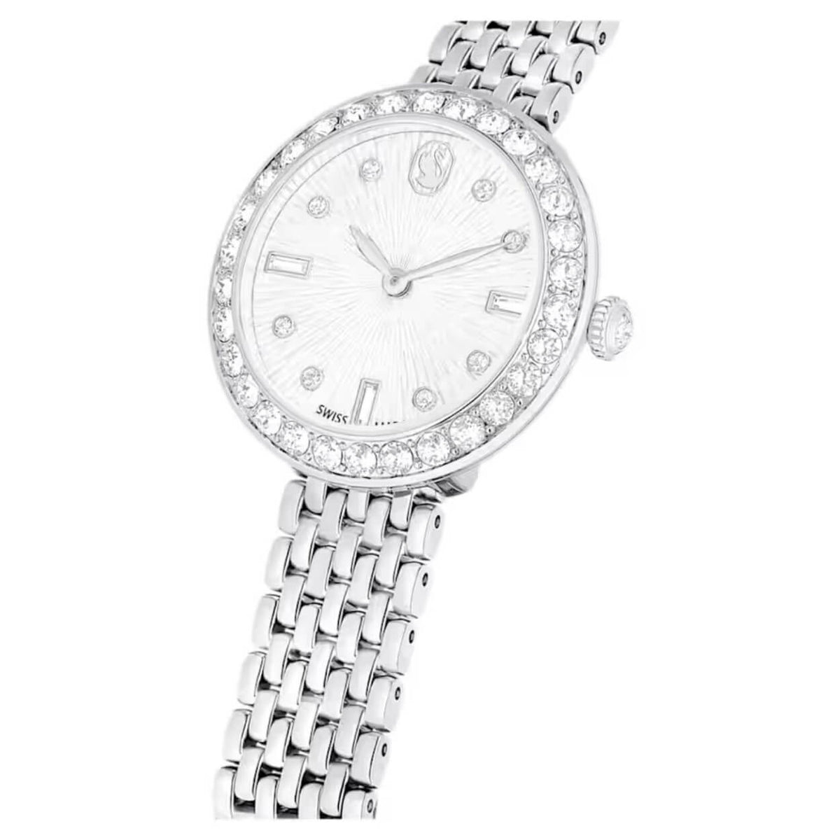 Swarovski Matrix Tennis 7-Link 5673022 analog damklocka med silver urtavla och armband i rostfritt stål