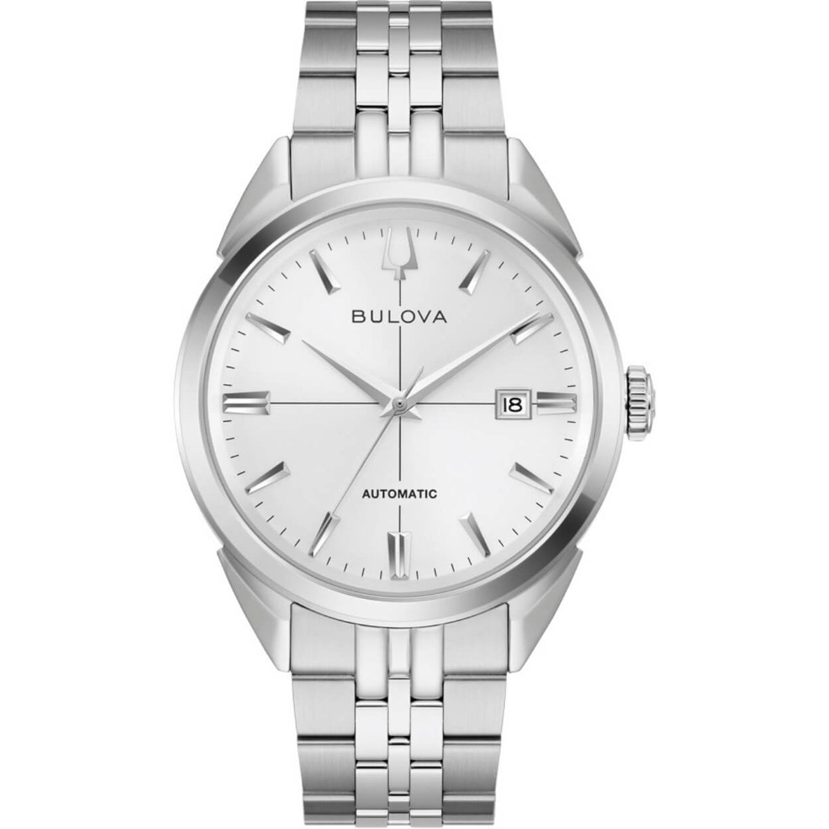 Bulova Sutton 96B491 analog herrklocka med vit urtavla och armband i rostfritt stål