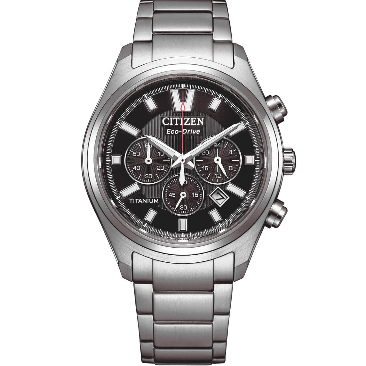 Citizen Super Titanium Eco-Drive CA4750-51E analog herrklocka med svart urtavla och armband i titan