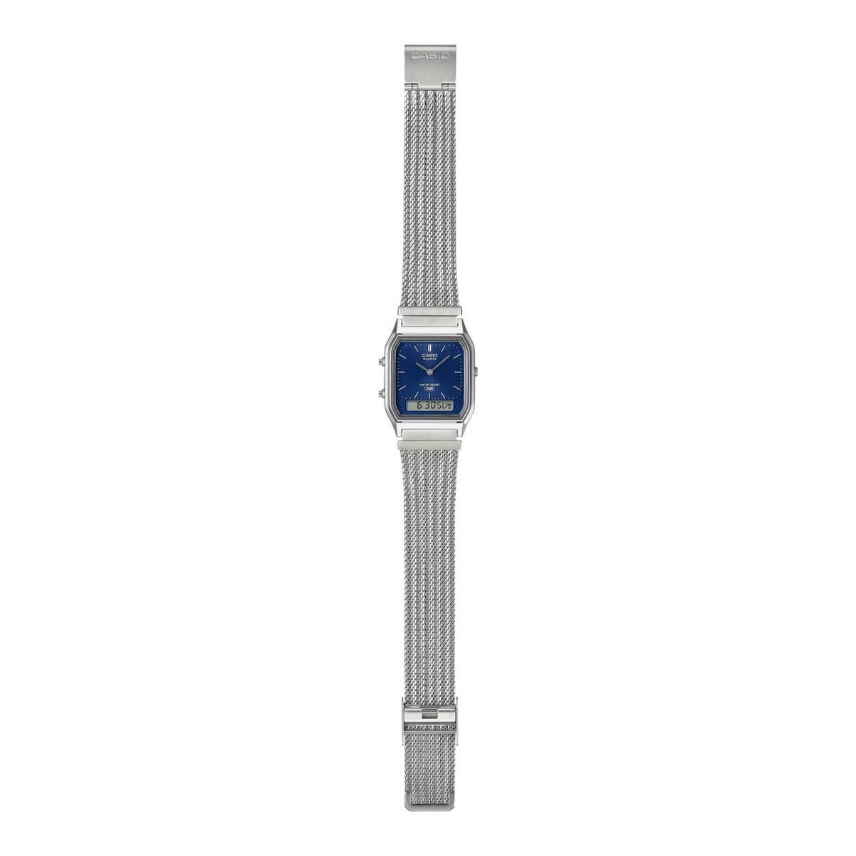 Casio Vintage AQ-230EM-2AEF analog unisexklocka med blå urtavla och armband i rostfritt stål