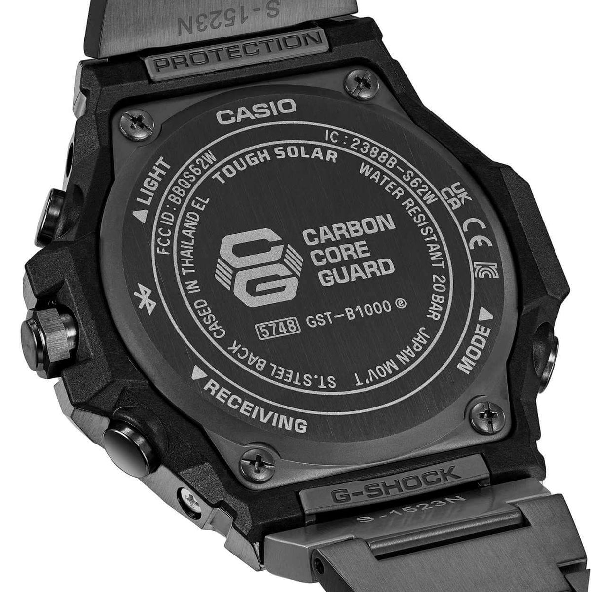 Casio G-Shock G-Steel GST-B1000BD-1AER analog herrklocka med svart urtavla och armband i rostfritt stål