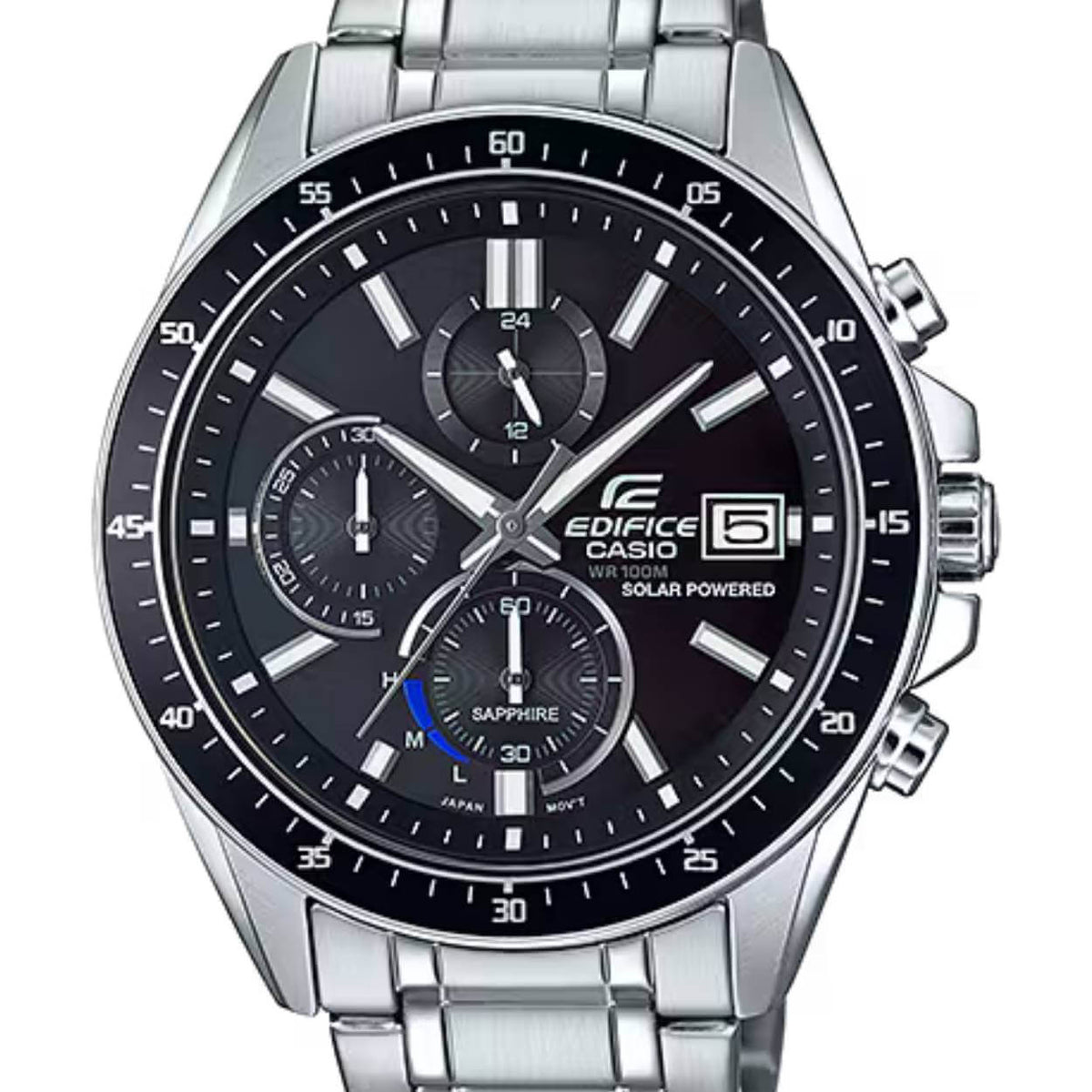 Casio Edifice EFS-S510D-1AVUEF analog herrklocka med svart urtavla och armband i rostfritt stål