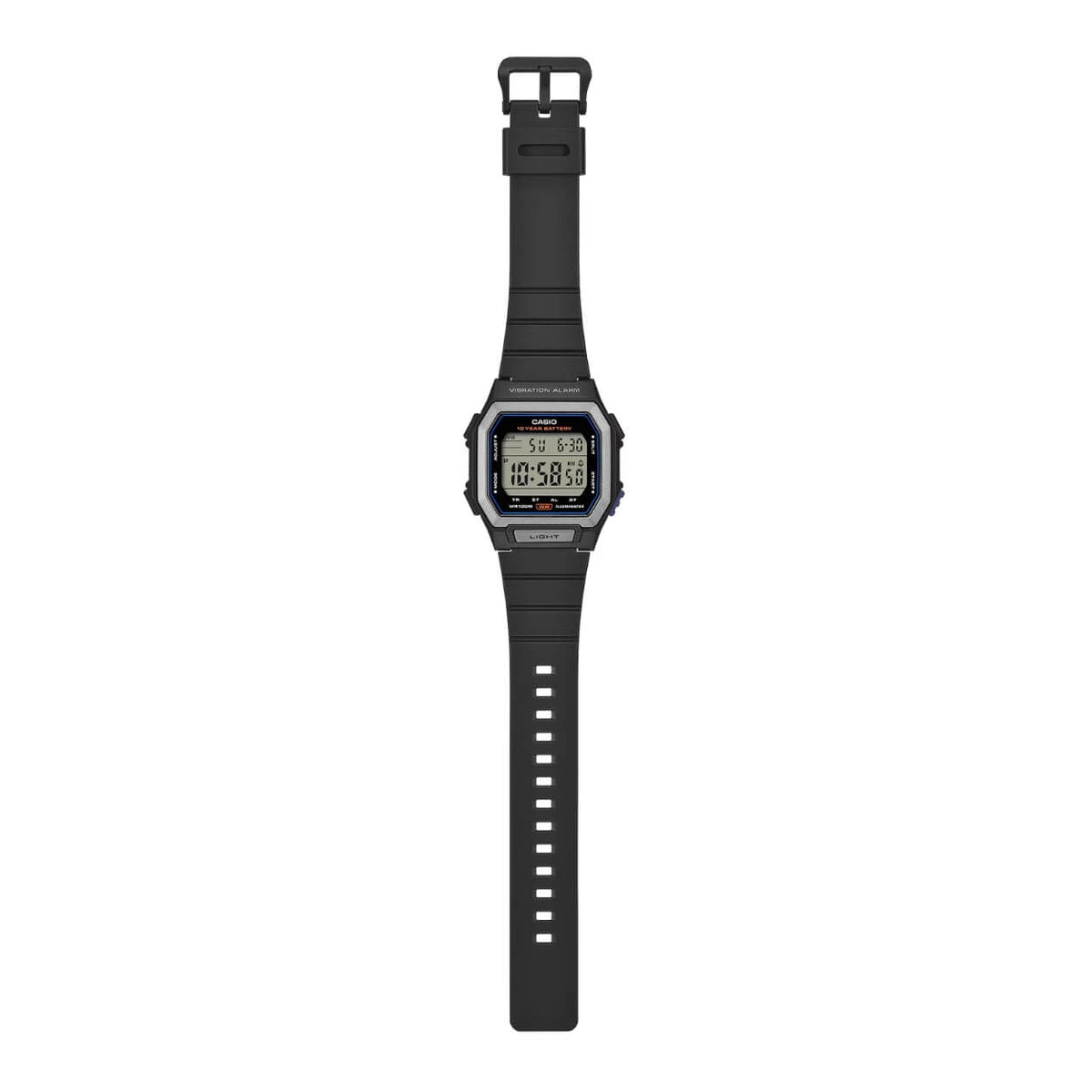 Casio Timeless W-738H-1AVEF digital herrklocka med svart urtavla och armband i resin