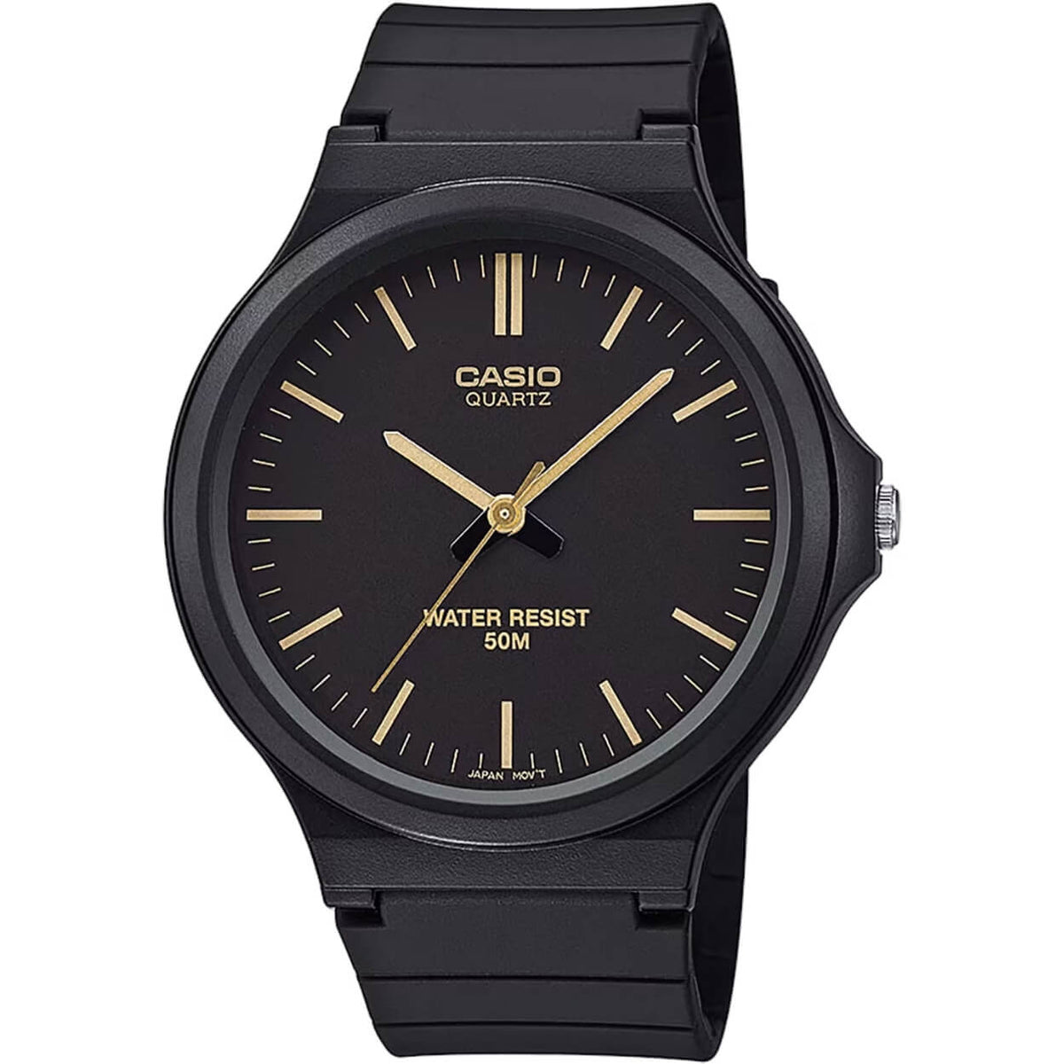 Casio Timeless MW-240-1E2VEF analog herrklocka med svart urtavla och armband i resin