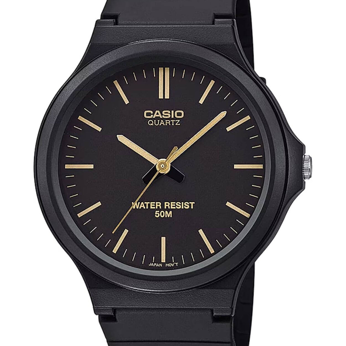 Casio Timeless MW-240-1E2VEF analog herrklocka med svart urtavla och armband i resin
