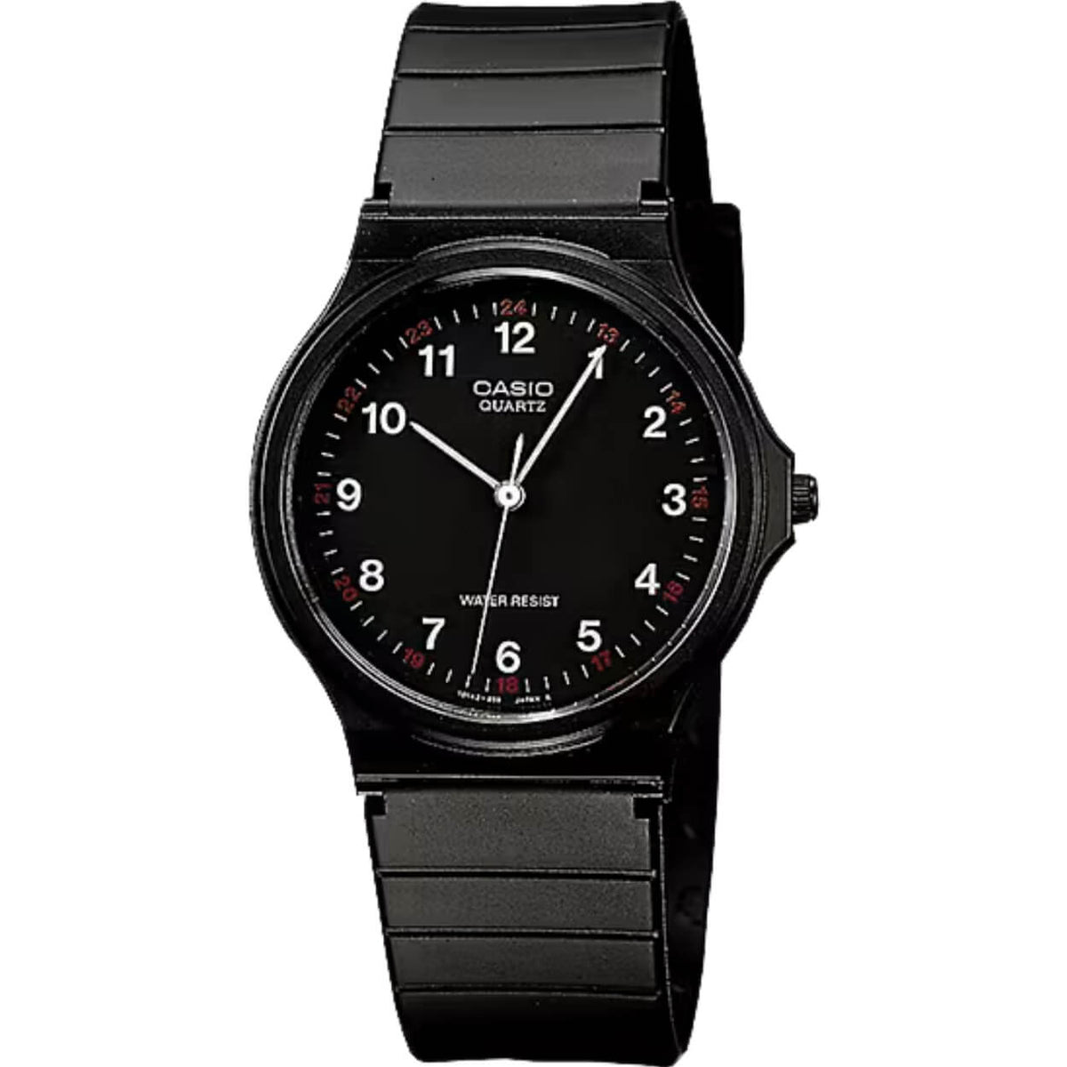 Casio Timeless MQ-24-1BLLEG analog herrklocka med svart urtavla och armband i resin