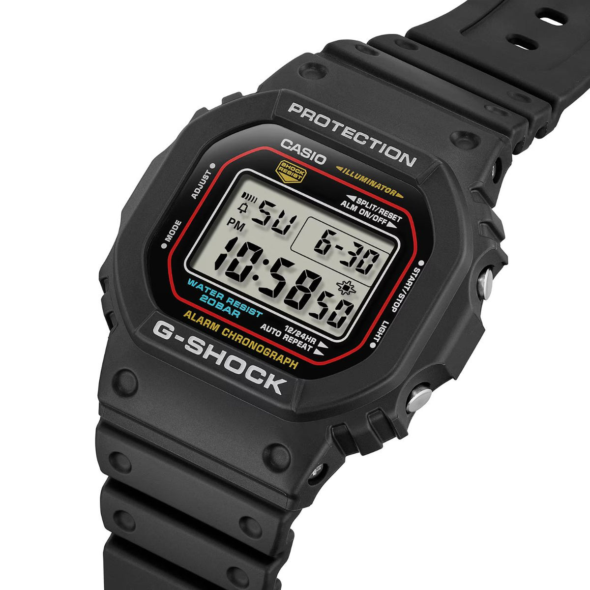 Casio G-Shock Digital DW-5600RL-1ER digital herrklocka med svart urtavla och armband i resin