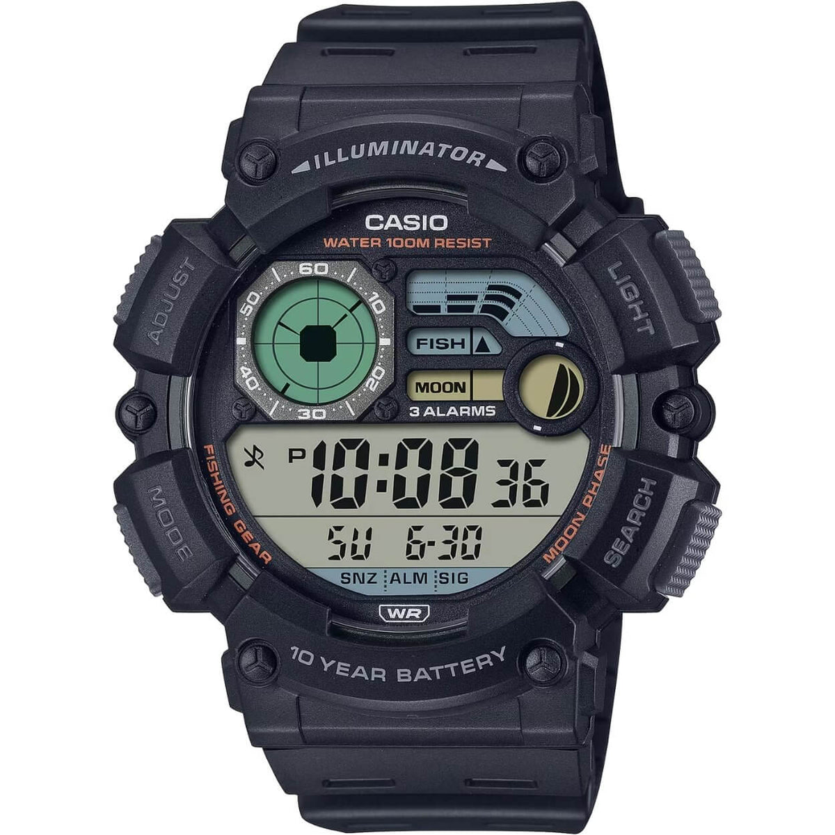 Casio Timeless WS-1500H-1AVEF digital herrklocka med svart urtavla och armband i resin