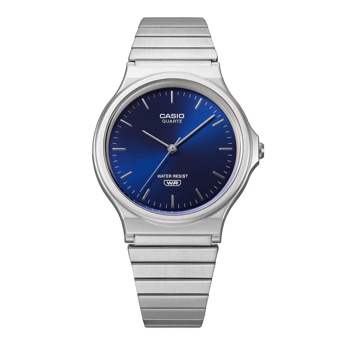 Casio Timeless MQ-24DA-2AEF analog damklocka med blå urtavla och armband i rostfritt stål