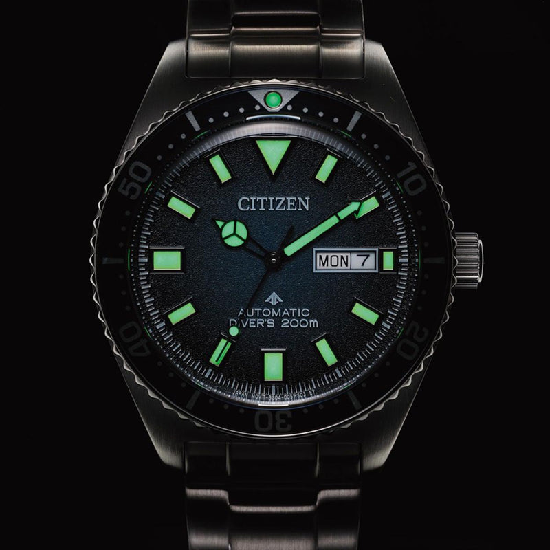 Citizen PROMASTER Mechanical Diver NY0129-58LE analog unisexklocka med blå urtavla och armband i rostfritt stål