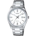 Casio Timeless MTP-1302PD-7A1VEF analog herrklocka med vit urtavla och armband i rostfritt stål