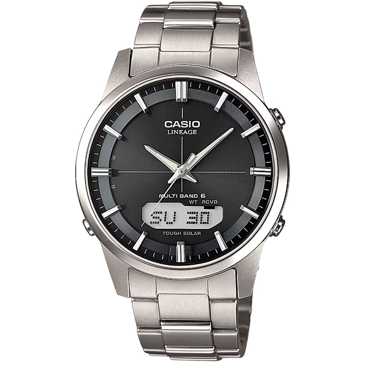 Casio Radio Controlled LCW-M170TD-1AER ana-digi herrklocka med svart urtavla och armband i titan