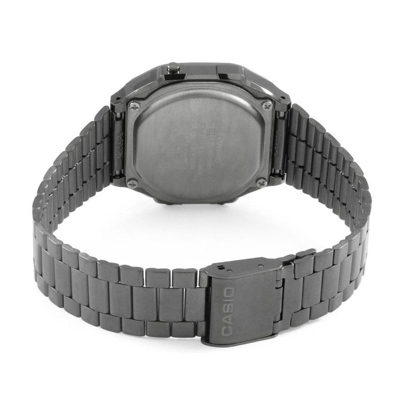 Casio Vintage A168WEGG-1BEF digital herrklocka med svart urtavla och armband i rostfritt stål