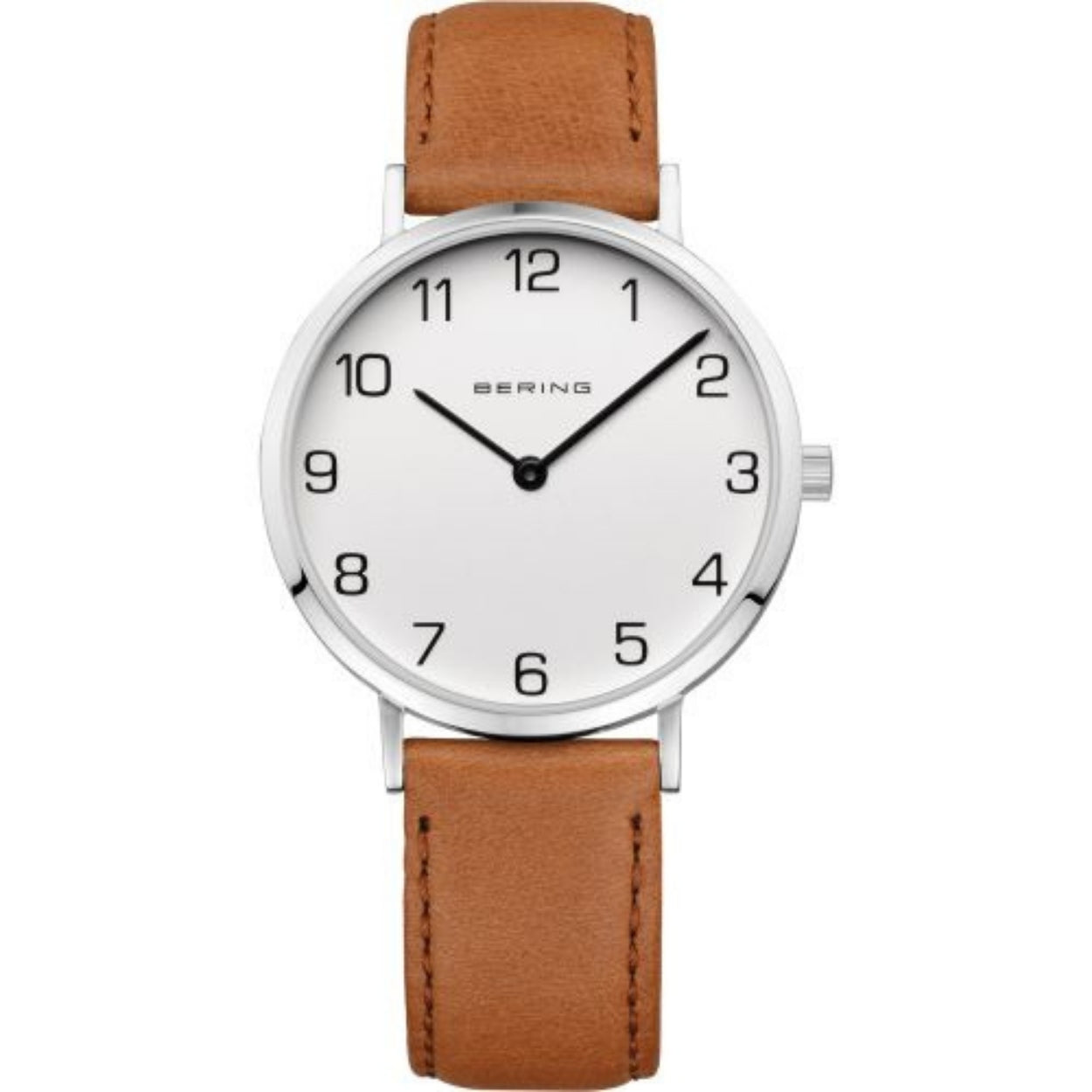 Bering Classic 13934-504 analog damklocka med vit urtavla och armband i läder