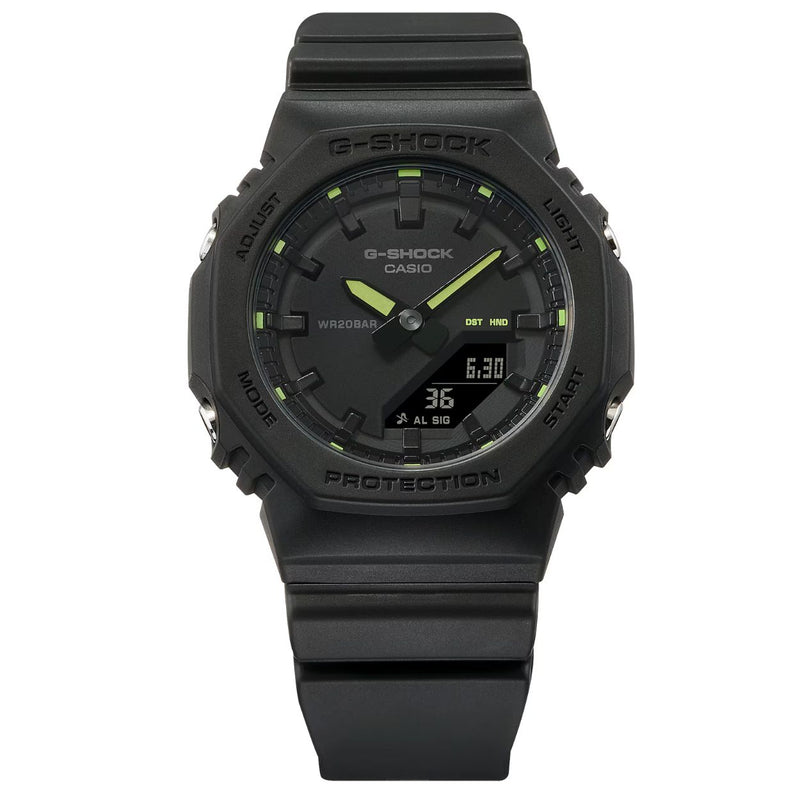Casio G-Shock GMA-P2100SA-1A2ER ana-digi herrklocka med svart urtavla och armband i resin