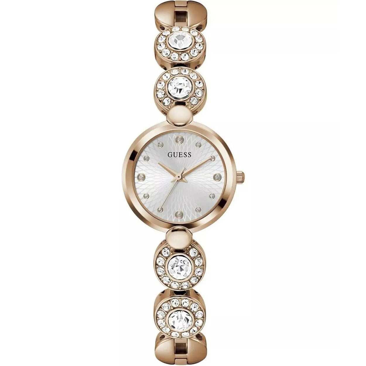 Guess Stardom GW0757L3 analog damklocka med silver urtavla och armband i rostfritt stål