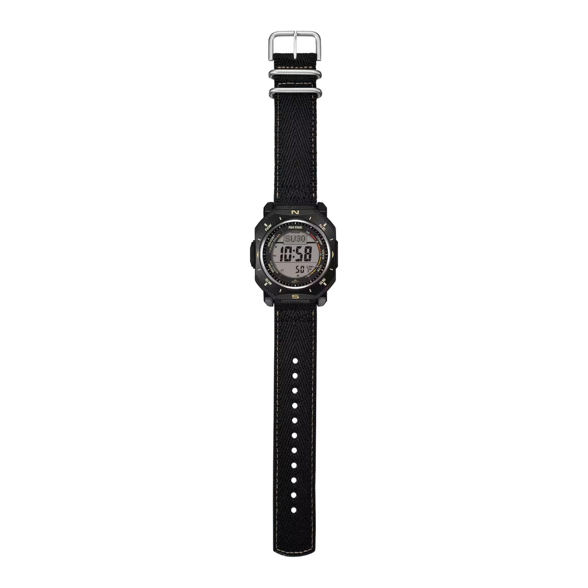 Casio Pro Trek PRG-69B-1ER digital herrklocka med svart urtavla och armband i textil