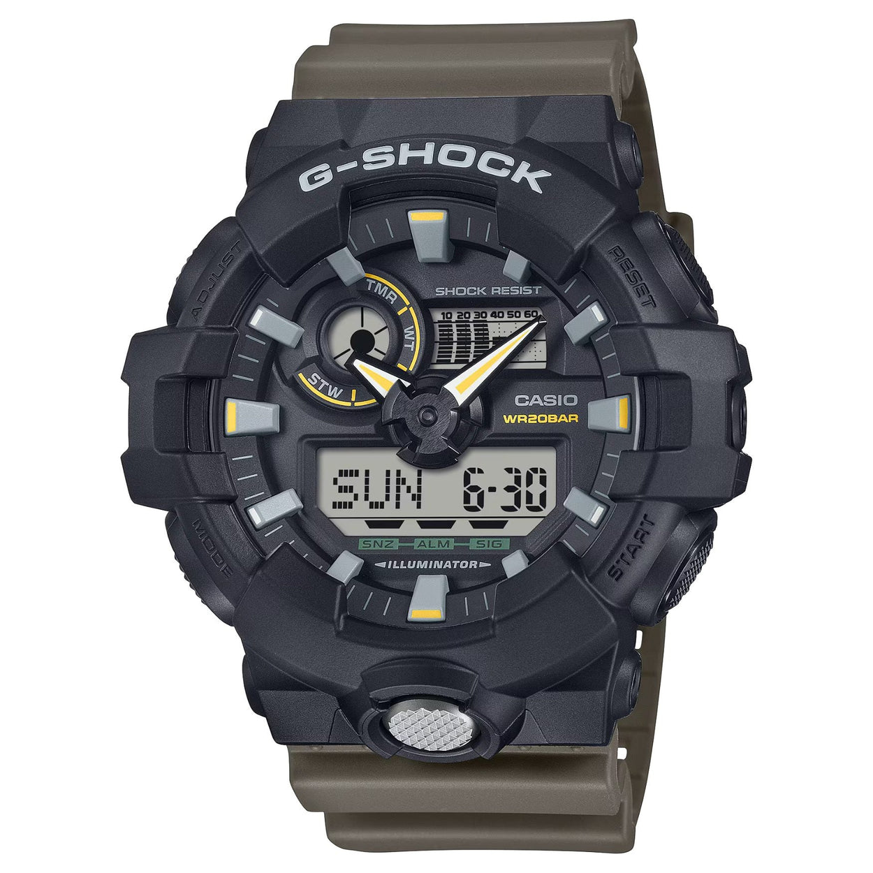 Casio G-SHOCK GA-710TU-1A3ER ana-digi herrklocka med svart urtavla och armband i resin