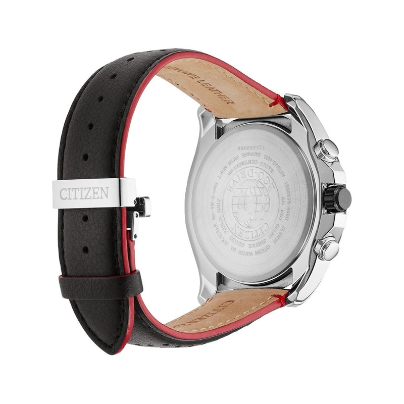 Citizen Eco-drive AT9036-08E analog herrklocka med svart urtavla och armband i läder