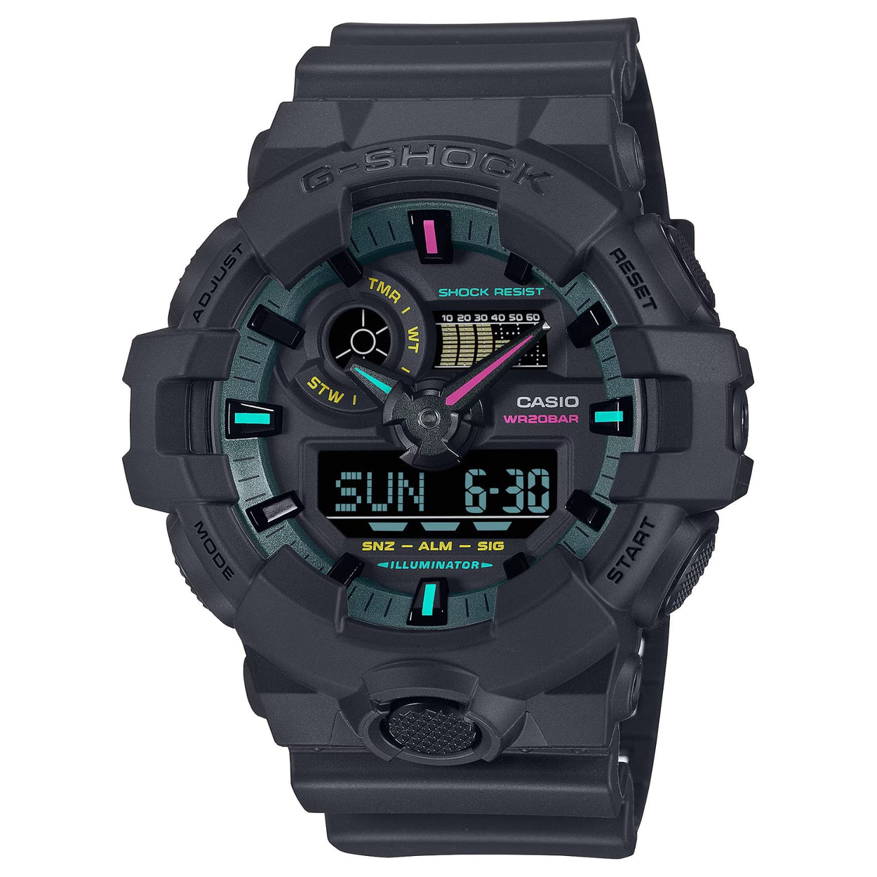 Casio G-SHOCK Ø53.4mm GA-700MF-1AER digital herrklocka med svart urtavla och armband i resin