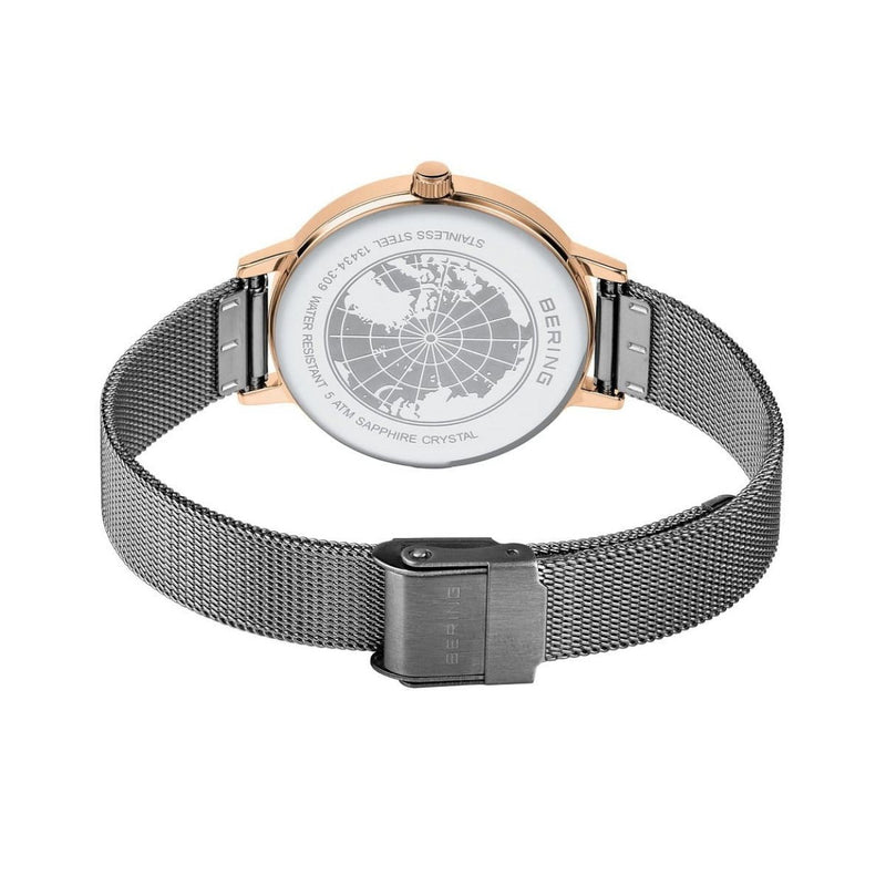 Bering Classic 13434-369 analog damklocka med grå urtavla och armband i rostfritt stål
