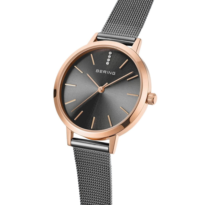 Bering Classic 13434-369 analog damklocka med grå urtavla och armband i rostfritt stål