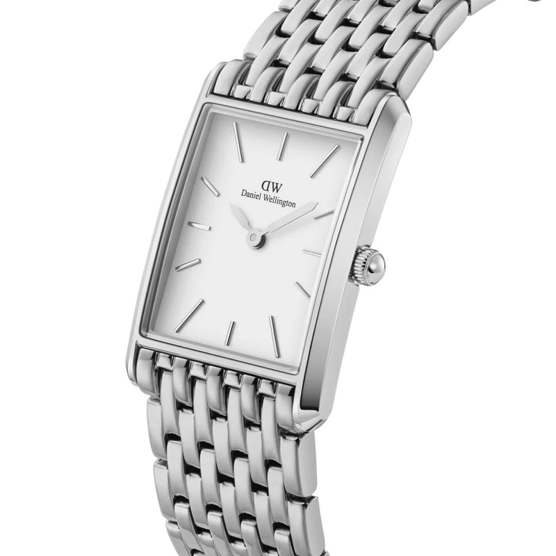Daniel Wellington Bound 9-Link DW00100706 analog damklocka med vit urtavla och armband i rostfritt stål