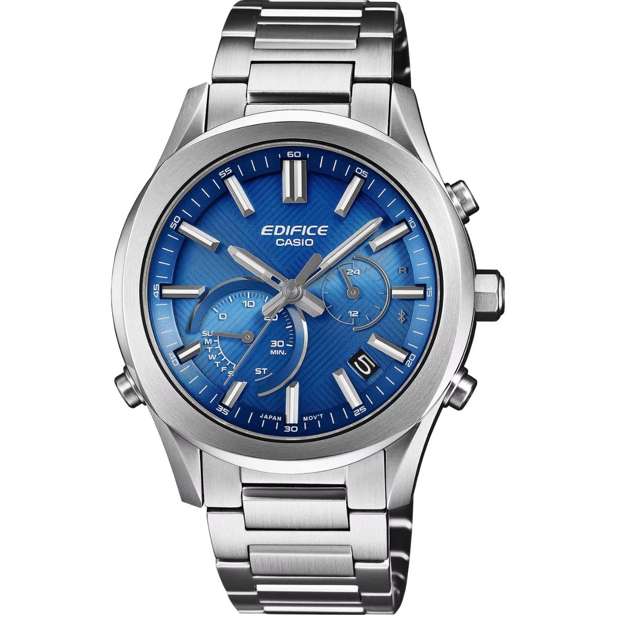 Casio Edifice EQB-1300D-2AEF analog herrklocka med blå urtavla och armband i rostfritt stål