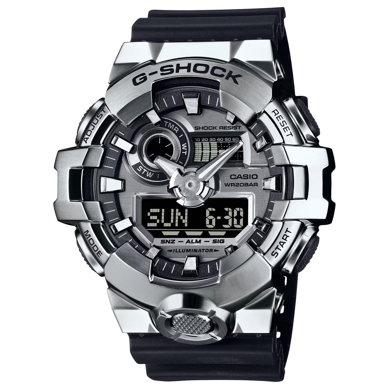 Casio G-Shock G-Steel GM-700-1AER ana-digi herrklocka med silver urtavla och armband i resin