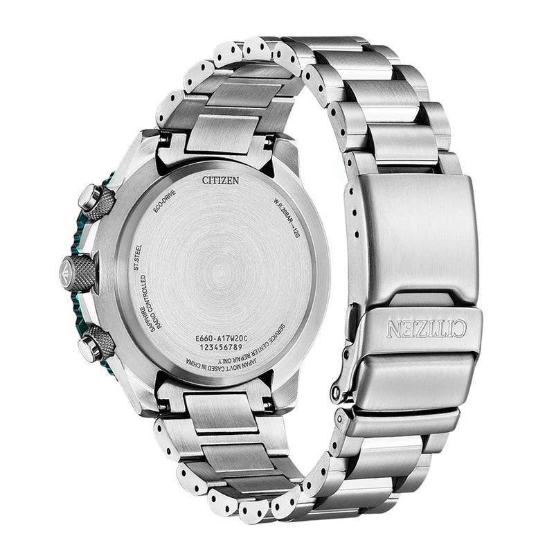 Citizen Promaster Eco-Drive Radio Controlled Herrklocka CB5004-59W analog herrklocka med grön urtavla och armband i rostfritt stål