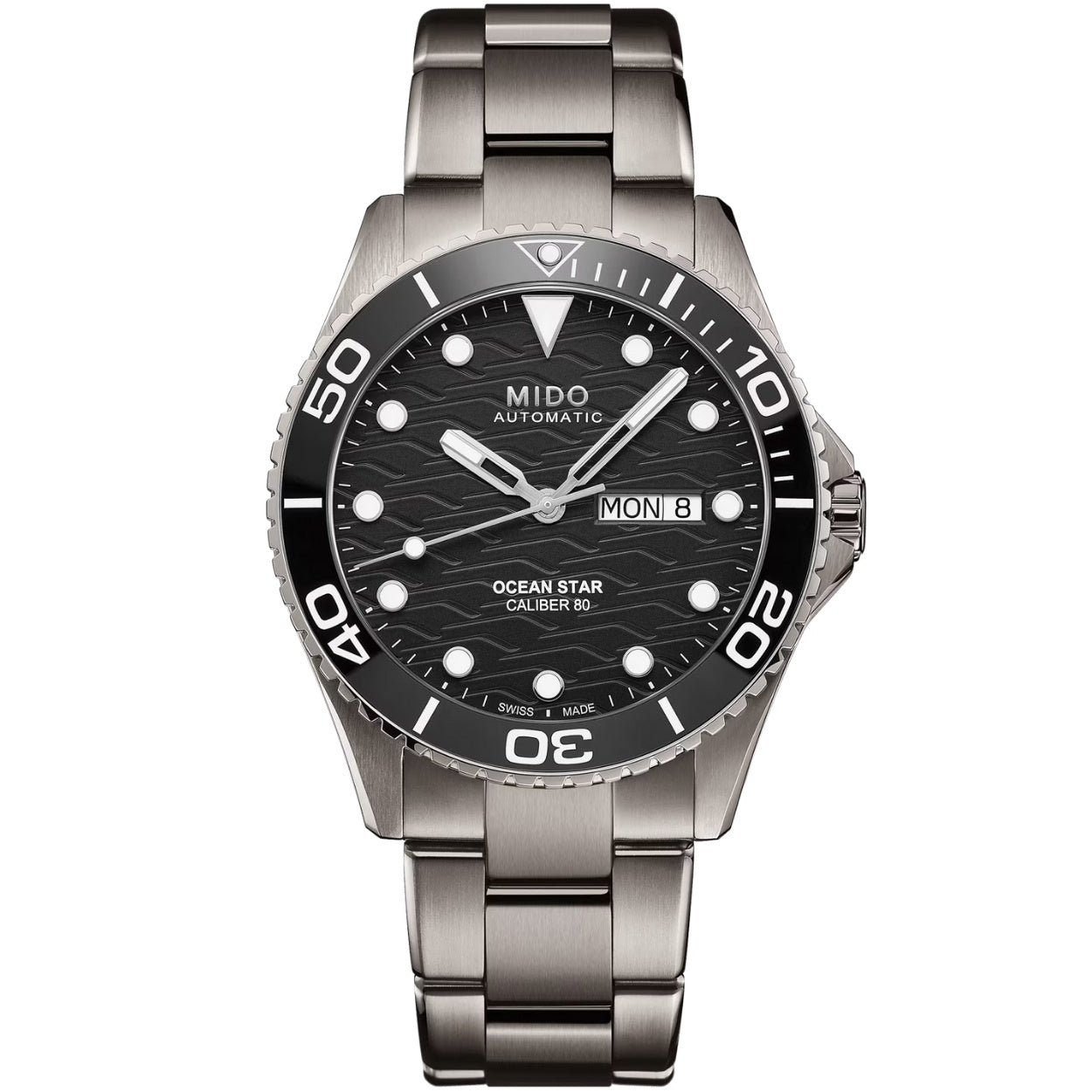 Mido Ocean Star 200C Titanium M042.430.44.051.00 analog herrklocka med svart urtavla och armband i titan