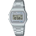Casio Vintage A158WEA-7EF digital unisexklocka med silver urtavla och armband i rostfritt stål