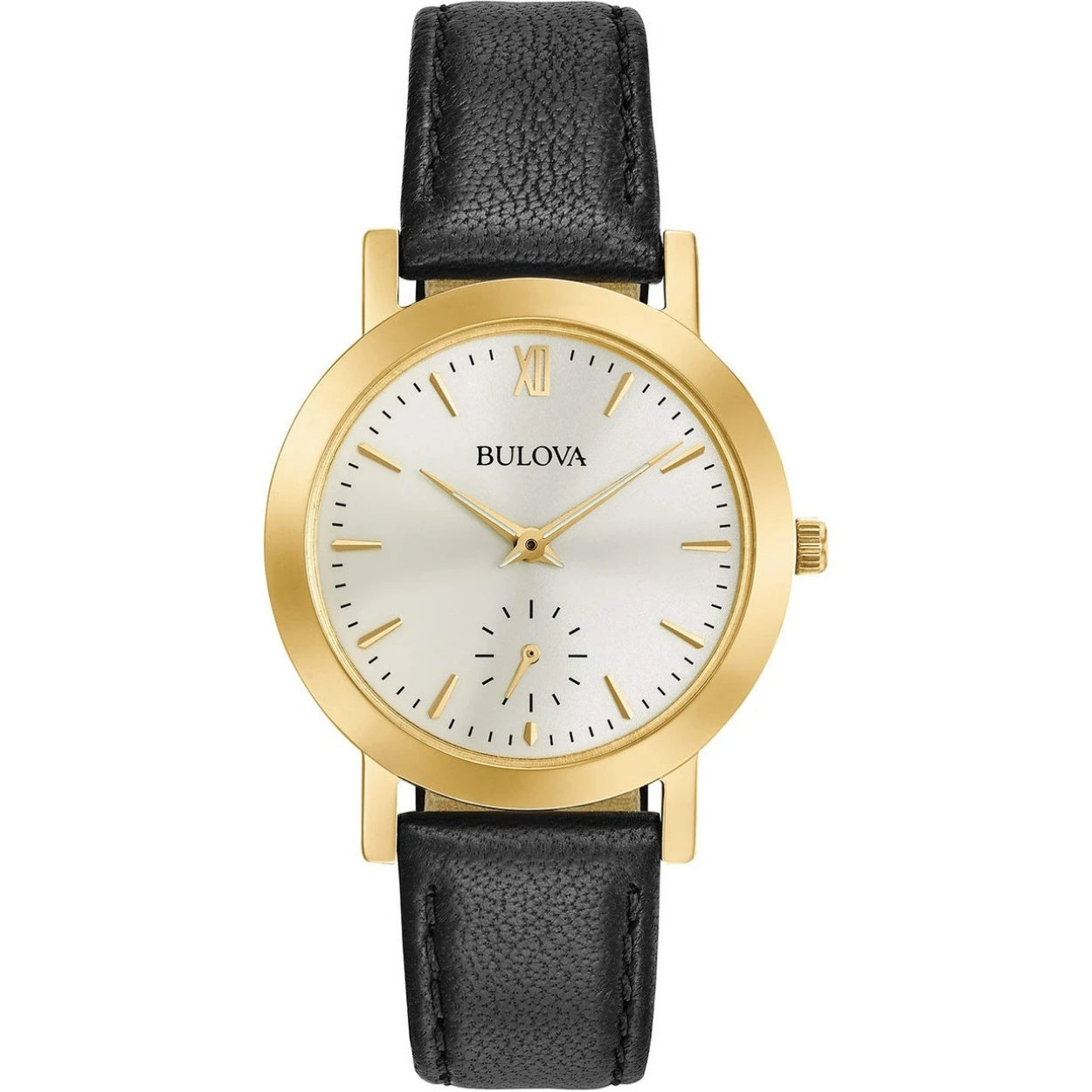 Bulova Dress 97L159 analog damklocka med vit urtavla och armband i läder