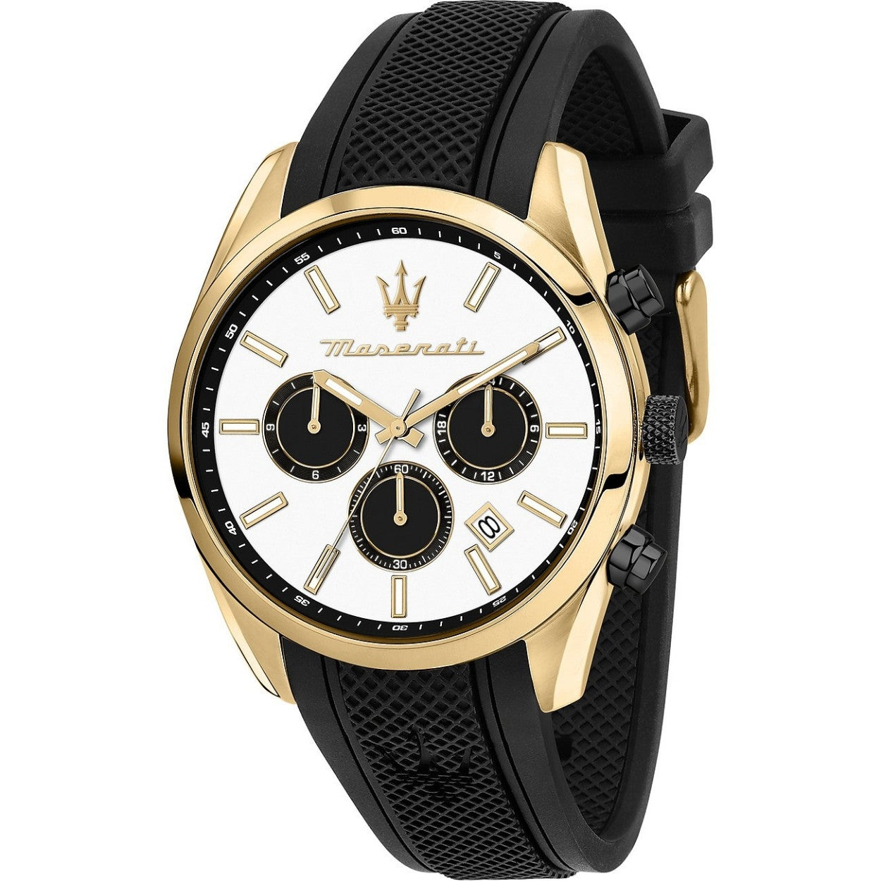 Maserati Attrazione R8851151001 analog herrklocka med vit urtavla och armband i läder