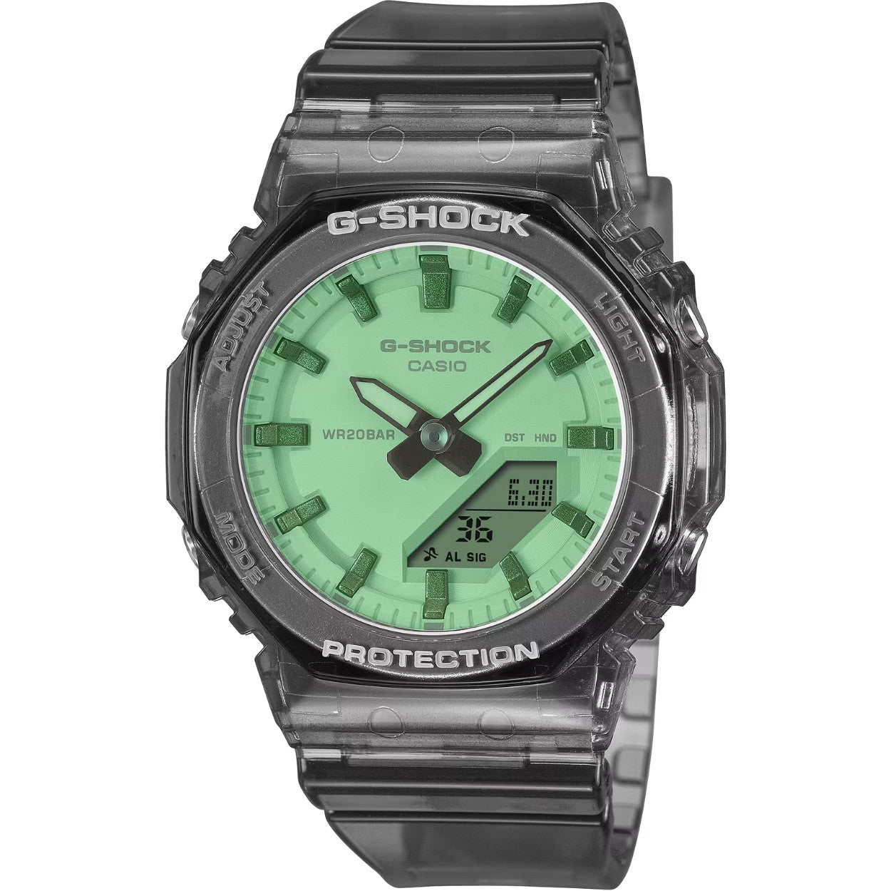Casio G-Shock GMA-P2100SR-1AER (lägg gtin) analog unisexklocka med grön urtavla och armband i resin