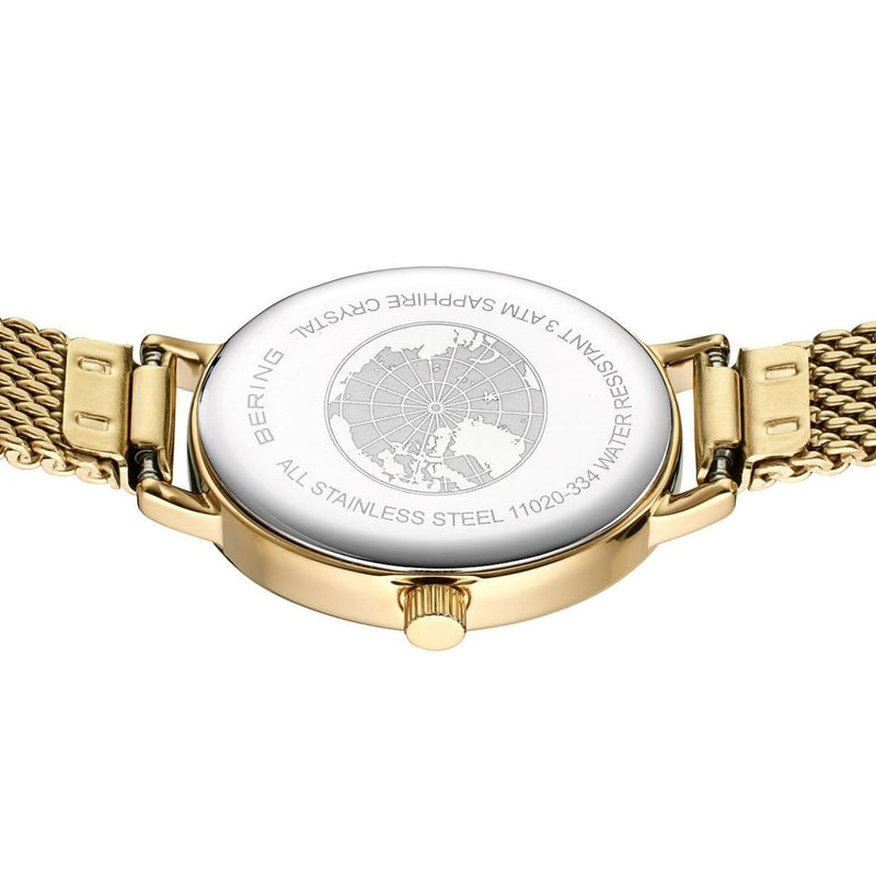Bering Classic 11020-334 analog damklocka med vit urtavla och armband i rostfritt stål
