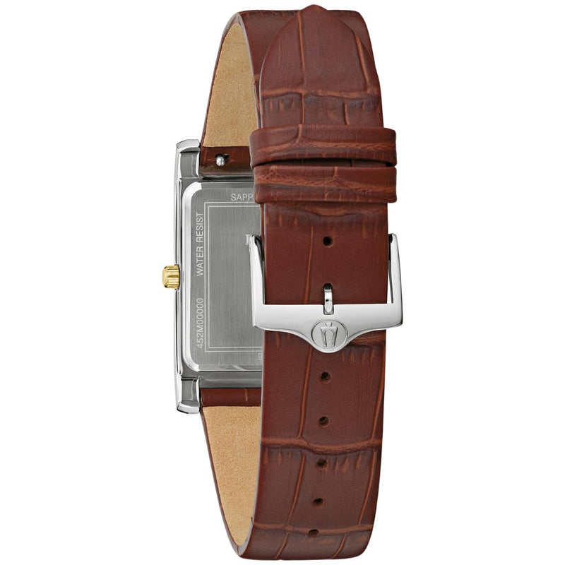 Bulova Sutton 98B430 analog herrklocka med vit urtavla och armband i läder
